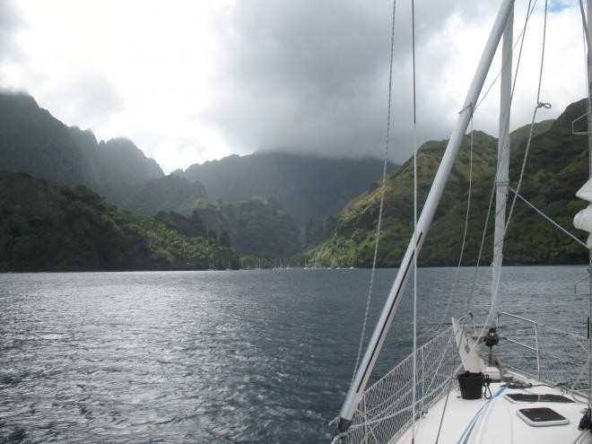 Nautilus arrives at Fatu Hiva, Marquesas - Solo circumnavigation by Ron Sim in his Bavaria 36 ’Nautilus’ © Ron Sim